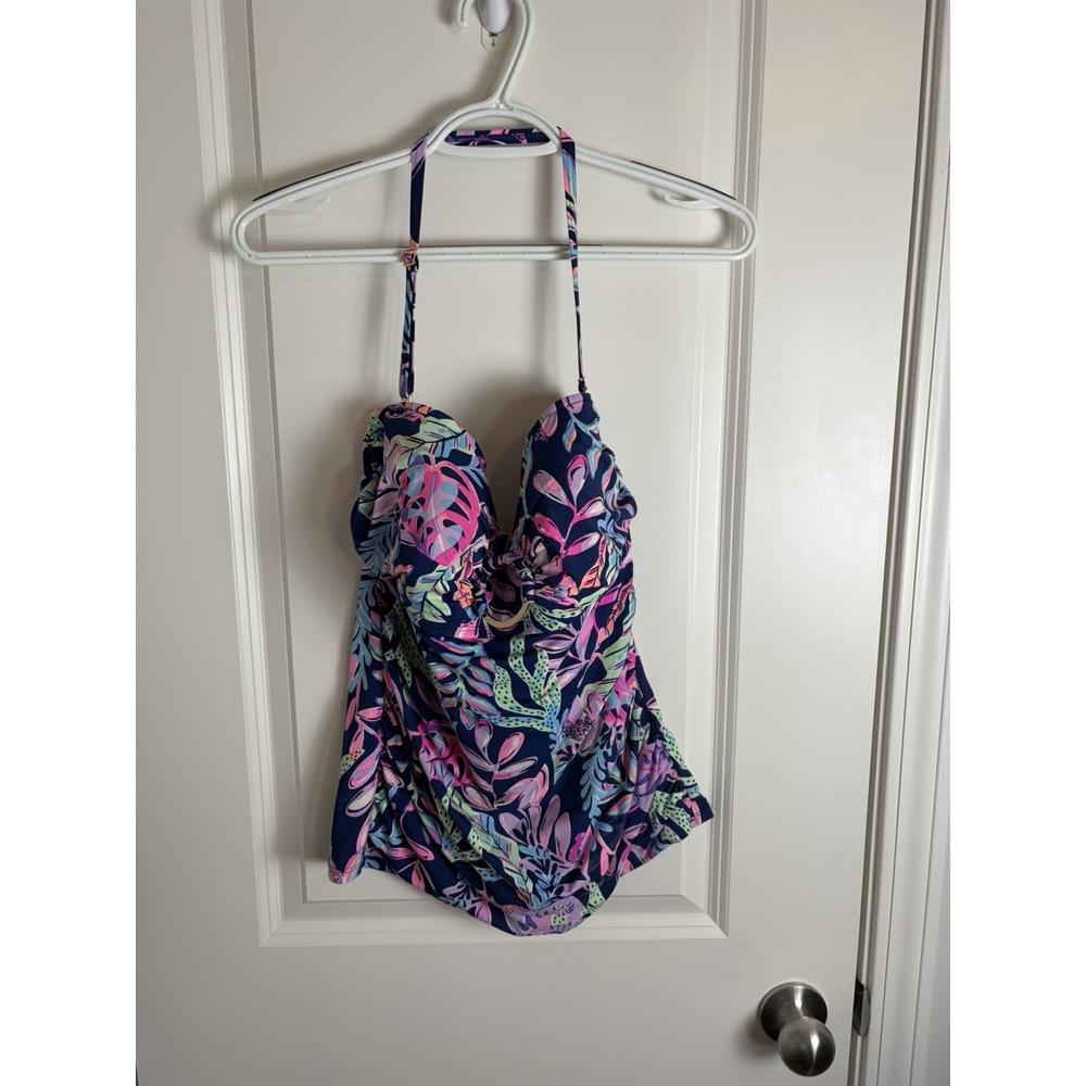 Lilly Pulitzer Albee Woman's Tankini Bikini Top, Multicolor Size 14